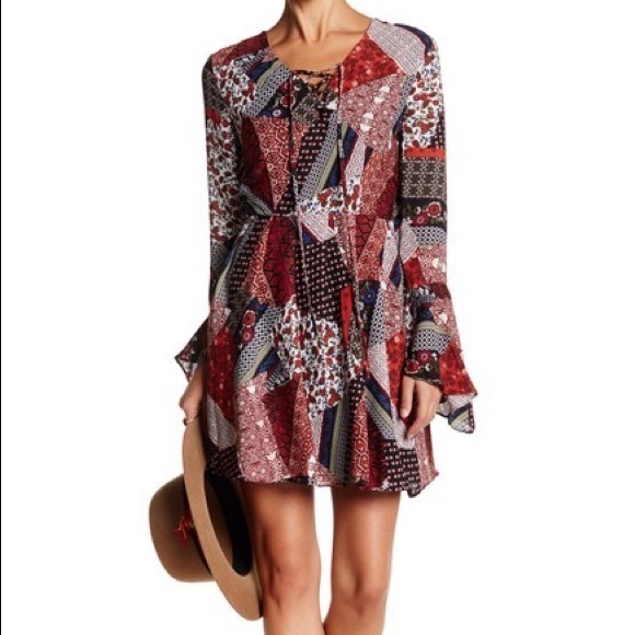 Romeo + Juliet Couture Patchwork Long Sleeve Dress - Picture 1 of 16